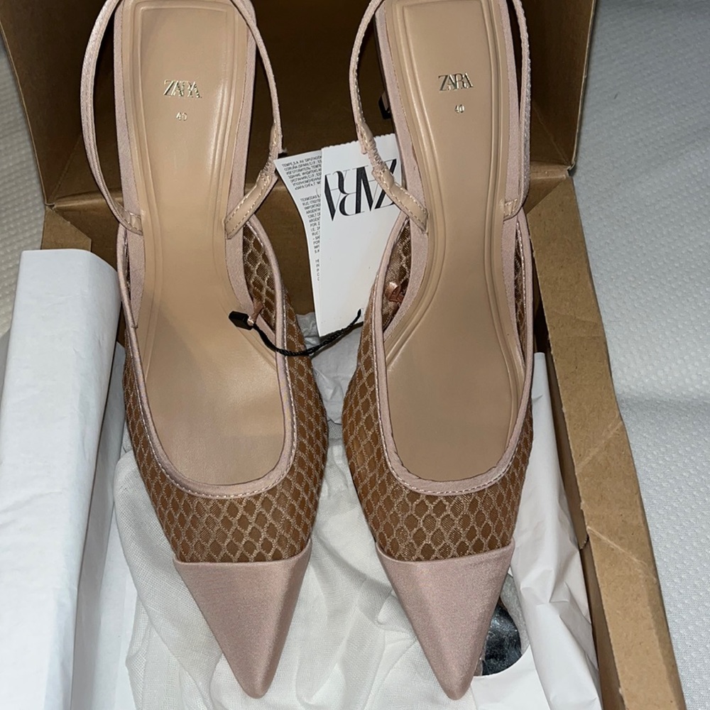 Zara mesh sling back heels